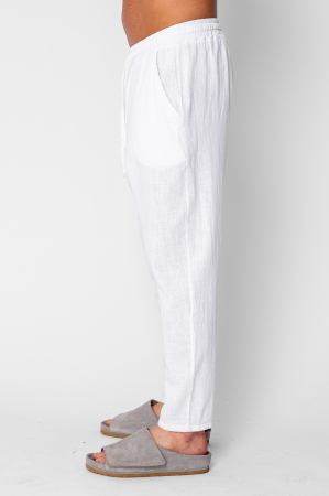 Pantaloni lung din 100% IN cu snur conic White [1]