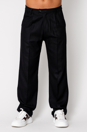 Linen long pants Black [1]
