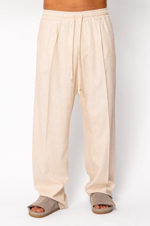 Pantaloni - Pantaloni lung din IN cu elastic Oversized Beige