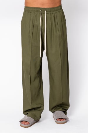 Pantaloni - Pantaloni lung din IN cu elastic Oversized Kaki