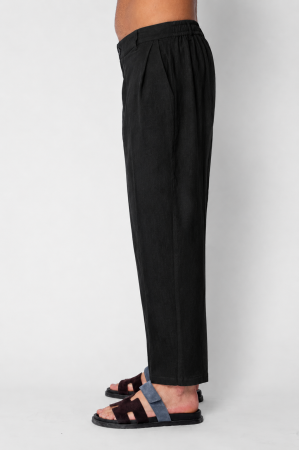 Pantaloni lung din IN cu nasture Black [1]