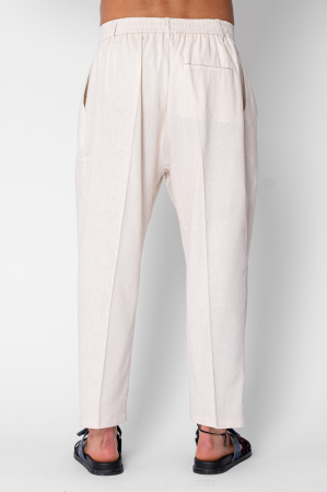 Pantaloni lung din IN cu nasture Cream [3]