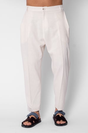 BARBATI - Pantaloni lung din IN cu nasture Cream