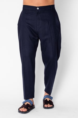 BARBATI - Pantaloni lung din IN cu nasture Navy