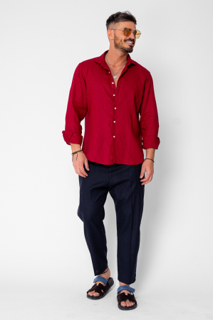 Pantaloni lung din IN cu nasture Navy [1]