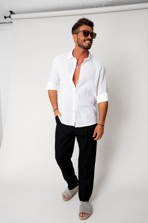NOUTATI - Pantaloni lung din IN cu nasture Black
