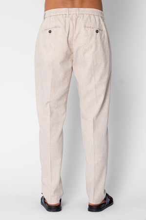 Pantaloni lung din IN cu nasture si snur Premium Edition Beige [3]