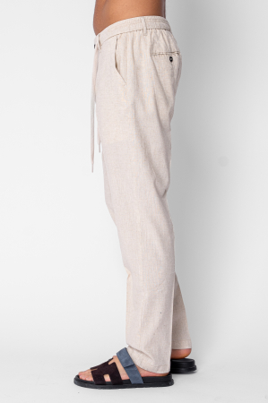 Pantaloni lung din IN cu nasture si snur Premium Edition Beige [2]