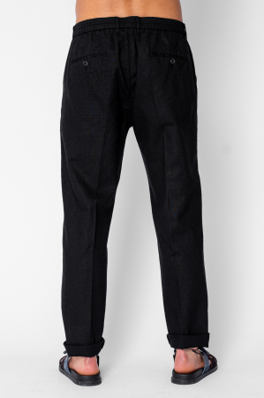 Pantaloni lung din IN cu nasture si snur Premium Edition Black [3]