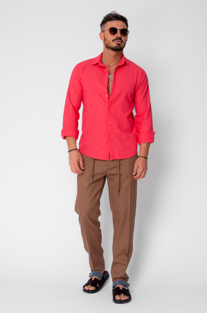 Pantaloni lung din IN cu nasture si snur Premium Edition Brown [1]