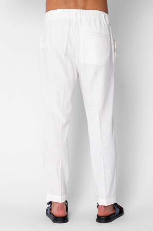 Long pants with button and turned up hem White [2]
