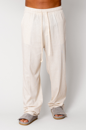SALE - Linen long pants whit cord Beige