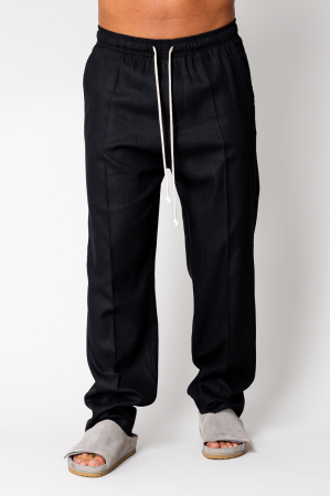 NOUTATI - Pantaloni lung din IN cu snur Black
