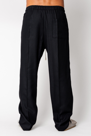 Linen long pants whit cord Black [1]