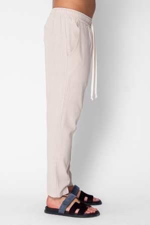Pantaloni lung din IN cu snur conic Beige [1]