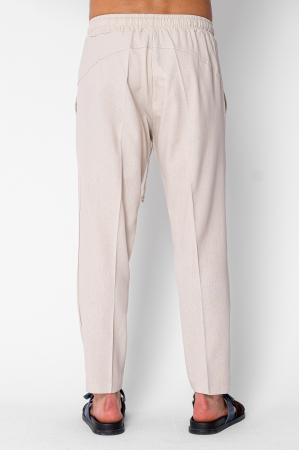 Pantaloni lung din IN cu snur conic Beige [2]