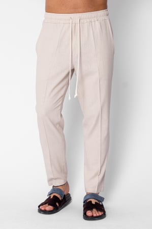 BARBATI - Pantaloni lung din IN cu snur conic Beige