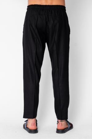 Linen long pants whit cord Black [2]