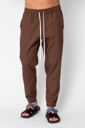 BARBATI - Pantaloni lung din IN cu snur conic Brown