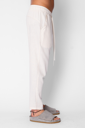 Linen long pants whit cord Cream [3]