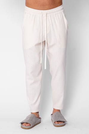 BARBATI - Pantaloni lung din IN cu snur conic Cream