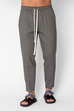 MEN - Linen long pants whit cord Dark Olive