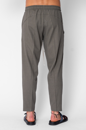 Linen long pants whit cord Dark Olive [2]
