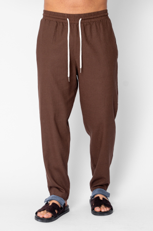 Pantaloni - Pantaloni lungi din IN cu snur Brown