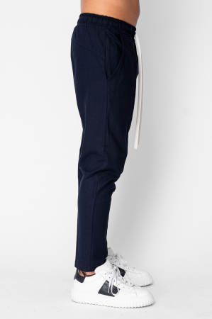 Pantaloni lung din IN cu snur conic Navy [1]