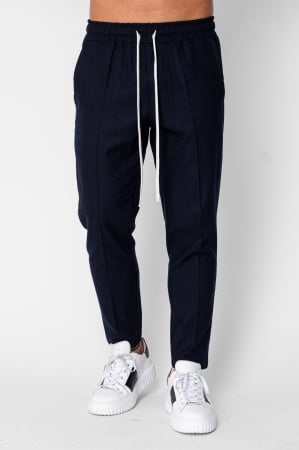 BARBATI - Pantaloni lung din IN cu snur conic Navy