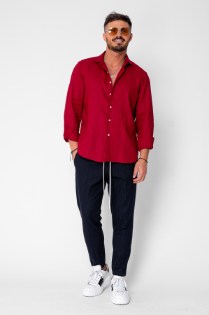 Pantaloni lung din IN cu snur conic Navy [3]