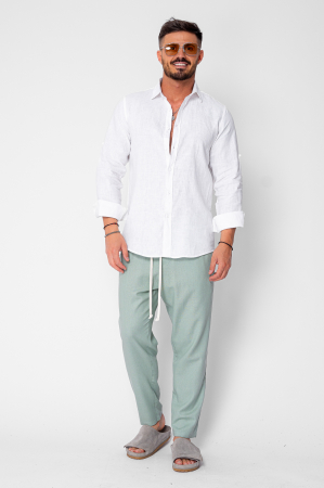 Pantaloni lung din IN cu snur conic Light Olive [1]