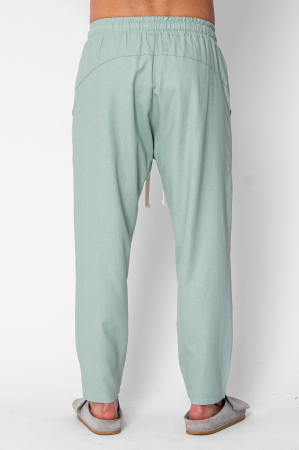 Pantaloni lung din IN cu snur conic Light Olive [2]