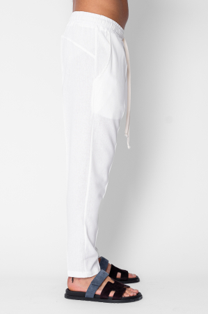 Pantaloni lung din IN cu snur conic White [1]