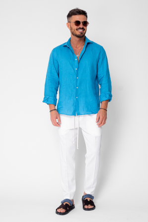 Pantaloni lung din IN cu snur conic White [3]