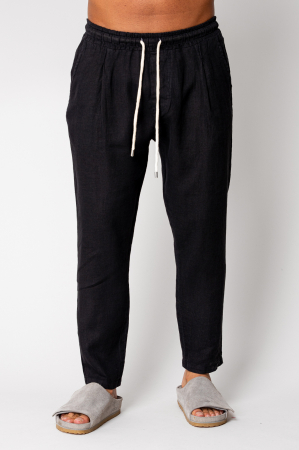 NOUTATI - Pantaloni lung din IN cu snur Black I