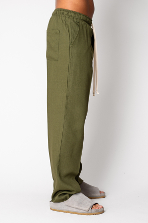 Linen long pants whit cord Kaki [1]