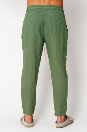 Linen long pants whit cord Green [2]