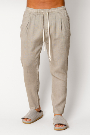 SALE - Linen long pants whit cord Taupe I