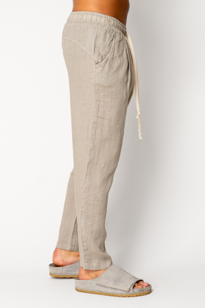 Linen long pants whit cord Taupe I [1]