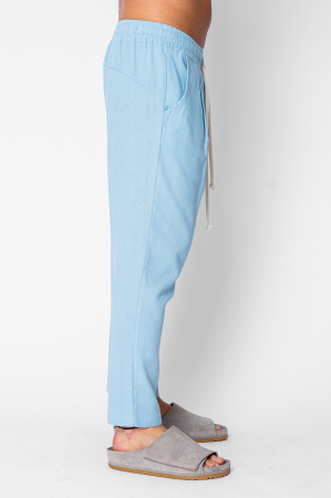 Pantaloni lung din IN cu snur usor conic Blue [1]
