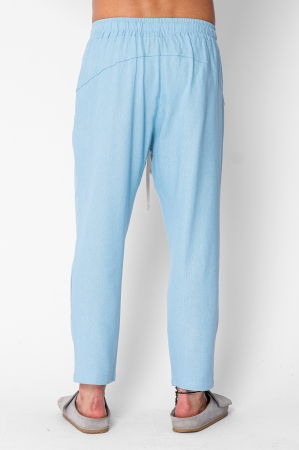 Pantaloni lung din IN cu snur usor conic Blue [2]
