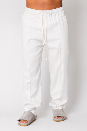 NOUTATI - Pantaloni lung din IN cu snur White