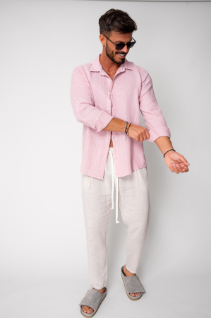 Pantaloni lung din IN cu snur Cream [1]