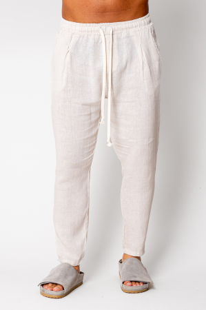SALE - Linen long pants whit cord Cream