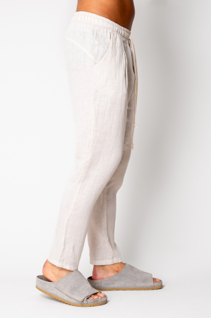 Pantaloni lung din IN cu snur Cream [3]