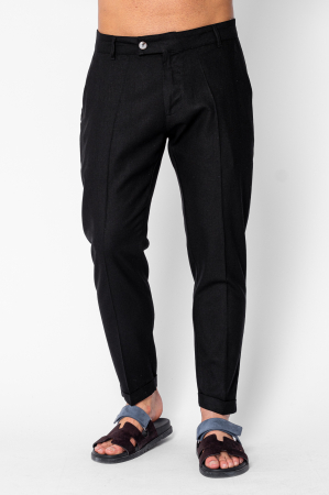 BARBATI - Pantaloni lung din IN cu tiv intors Black