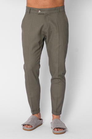BARBATI - Pantaloni lung din IN cu tiv intors Dark Olive