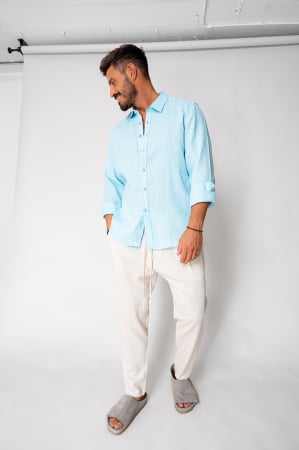 Barbati - Pantaloni lung din IN regular cu snur Beige