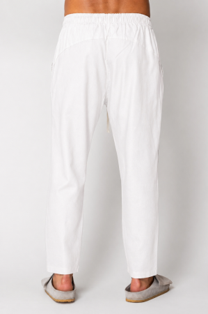 Pantaloni lung din IN cu snur usor conic White [1]